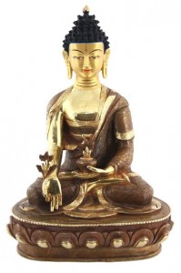 Vergoldete Medizin-Buddha-Statue, 33,5 cm, Nepal