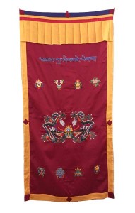 Tibetischer Türbehang, Drache, Om Mani, Eight Lucky Symbols, rot