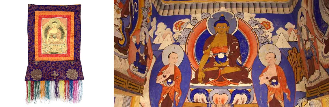Buddha Sakyamuni Wandmalerei im Kloster Taktok in Ladakh