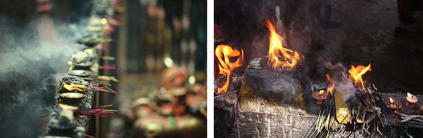 Feueropfer am Tempel von Dakshinkali
