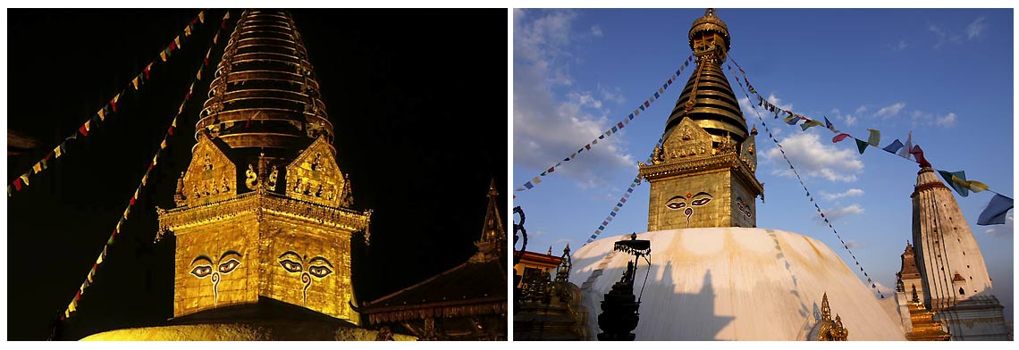 Gebetsfahnen an der Stupa von Swayambhunath in Nepal