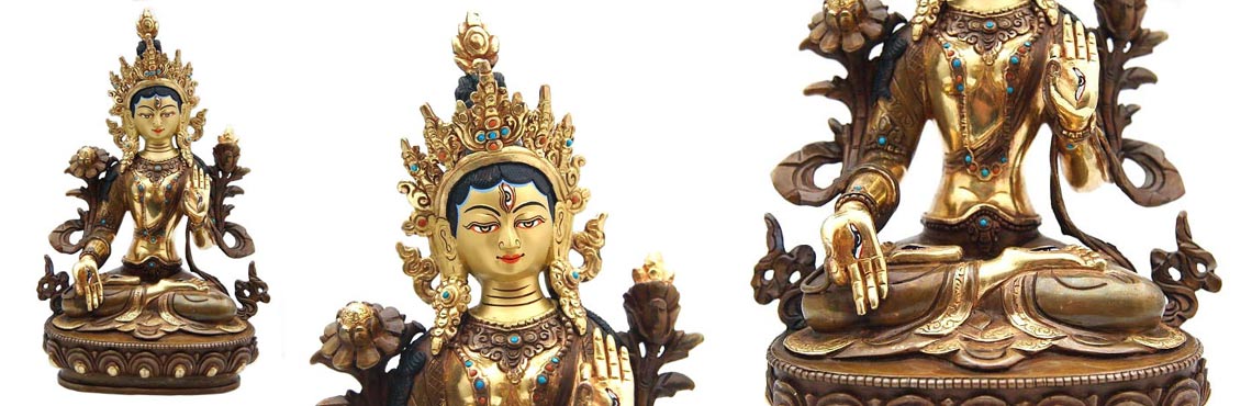 vergoldete weisse tara statue aus nepal