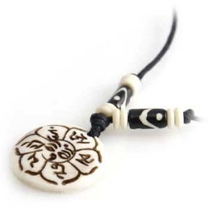 Yak Horn Anhänger - Tibet-Style, Om Mani Padme Hum, Allsehende Augen 6