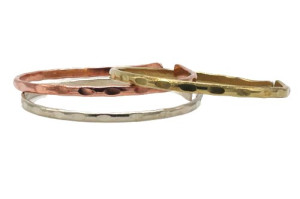 Armreif-Set - drei Armreife in Kupfer, Messing und Weißmetall