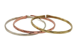 Armreif-Set - drei Armreife in Kupfer, Messing und Weißmetall
