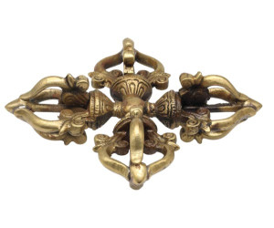 Messing Doppeldorje (Vishvavajra) aus Nepal, 460 g.