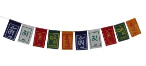 Om Mani Padme Hum – Mini Gebetsfahne aus Nepal - Länge ca. 45 cm