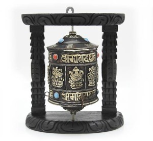 Wandgebetsmühle "Eight Lucky Symbols" - "Om Mani" aus Nepal
