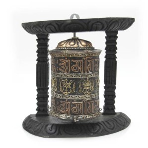 Wandgebetsmühle "Eight Lucky Symbols" - "Om Mani" aus Nepal