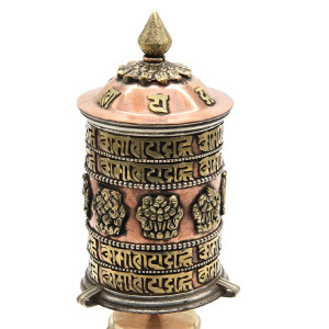 Tischgebetsmühle, Glückssymbole und Om Mani 3