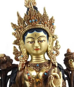 Vergoldete "Grüne Tara" Statue, 22 cm