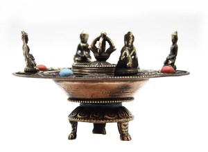 Runder Räucherstäbchenhalter, Buddhas, Glückssymbole 02, Nepal
