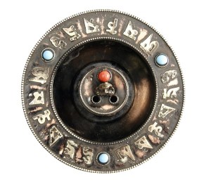 Runder Räucherstäbchenhalter, Om Mani, Buddha 01, Nepal