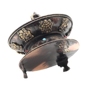Runder Räucherstäbchenhalter, Om Mani, Glückssymbole 02, Nepal