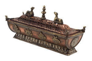 Großer Metall-Ständer mit den acht buddhistischen Glückssymbole