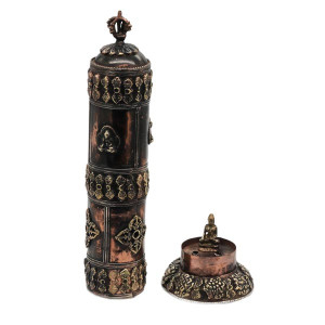 Räucherstäbchenbox mit Stäbchenhalter, verschiedene Symbole, Nepal