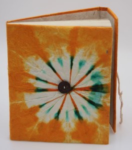 Tagebuch, Batik, orange, groß