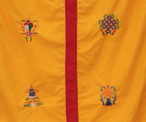 Tibetischer Türbehang, Eight Lucky Symbols, orange