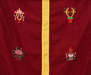 Tibetischer Türbehang, Eight Lucky Symbols, rot 04