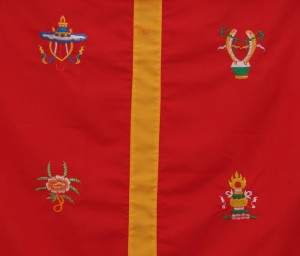 Tibetischer Türbehang, Eight Lucky Symbols, rot 01
