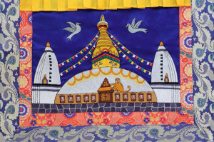 Swayambhunath Wandbehang aus Nepal, 69 x 76 cm