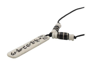 Yak Horn Anhänger - Tibet-Style, Om Mani Padme Hum 9, Buddhas Augen