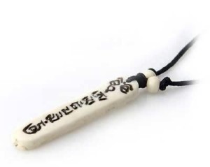 Yak Horn Anhänger, Om Mani Padme Hum - Buddhas Augen 2