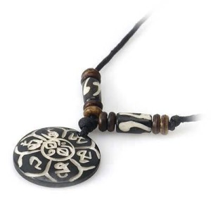 Yak Horn Anhänger - Tibet-Style, Om Mani Padme Hum, Allsehende Augen 3