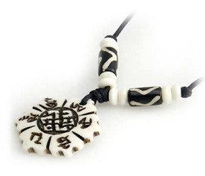 Yak Horn Anhänger - Tibet-Style, Endloser Knoten, Om Mani Padme Hum 1