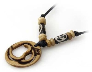 Yak Horn Anhänger - Tibet-Style, Om 3