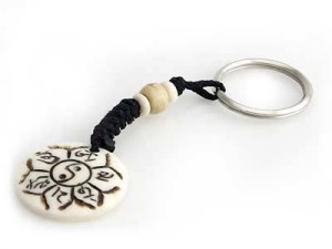 Schlüsselanhänger, Yak-Horn, Om Mani Padme Hum, Ying/Yang 1