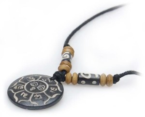 Yak Horn Anhänger - Tibet-Style, Om Mani Padme Hum, Allsehende Augen 02