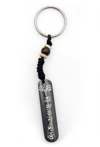 Schlüsselanhänger, Yak-Horn, Om Mani Padme Hum - Allsehende Augen Schlüsselanhänger, Yak-Horn, Om Mani Padme Hum - Allsehende Augen