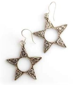 Sternförmige, filigrane Ohrringe aus Nepal, Sterlingsilber (925) Sternförmige, filigrane Ohrringe aus Nepal, Sterlingsilber (925)