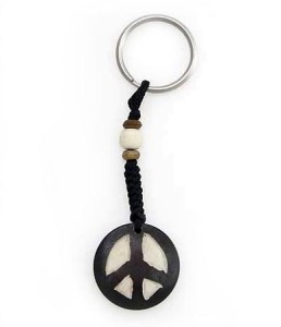 Schlüsselanhänger, Yak-Horn, Peace Zeichen Schlüsselanhänger, Yak-Horn, Peace Zeichen