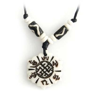 Yak Horn Anhänger - Tibet-Style, Endloser Knoten, Om Mani Padme Hum 1 Yak Horn Anhänger - Tibet-Style, Endloser Knoten, Om Mani Padme Hum 1