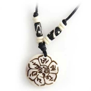 Yak Horn Anhänger - Tibet-Style, Om Mani Padme Hum, Allsehende Augen 6