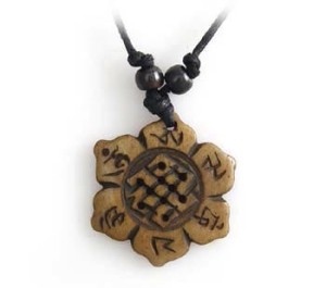 Yak Horn Anhänger, Endloser Knoten, Om Mani Padme Hum 2