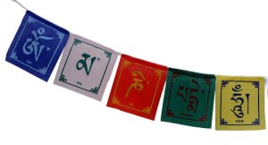 Om Mani Padme Hum – Gebetsfahne aus Nepal - Länge ca. 110 cm