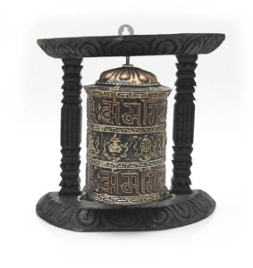 Wandgebetsmühle "Eight Lucky Symbols" - "Om Mani" aus Nepal