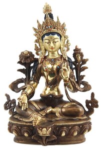 Vergoldete "Grüne Tara" Statue, 22 cm