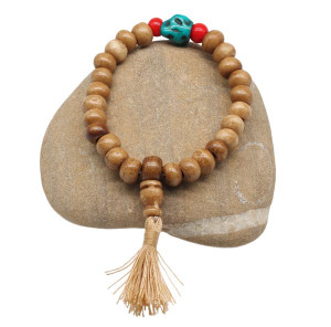 Hand-Mala, Horn, natur, Steinchen