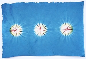 Lokta Papier-Bogen, Batikdruck, blau