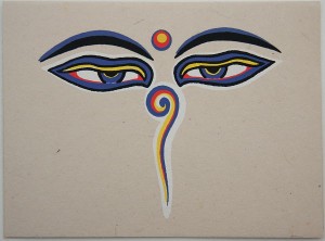 Grußkarte, "Allsehende Augen" Buddhas