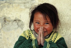Grußkarte, Mädchen aus Dhankar, Spiti, Indien