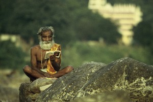 Grußkarte, Meditation am Ganges, Rishikesh, Indien