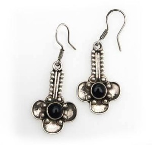Silber-Ohrringe mit schwarzem Onyx