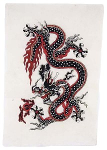 Lokta-Papier-Bogen, Druck, Drache 6