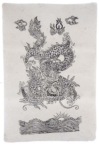 Lokta-Papier-Bogen, Druck, Drache 2