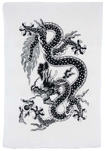 Lokta-Papier-Bogen, Druck, Drache 1